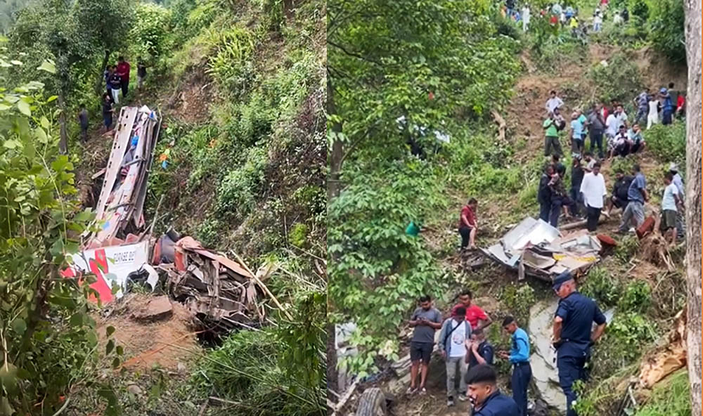 बिपी राजमार्गमा बस दुर्घटना : काभ्रेपलाञ्चोकमा ७ जनाको मृत्यु, १५ घाइते