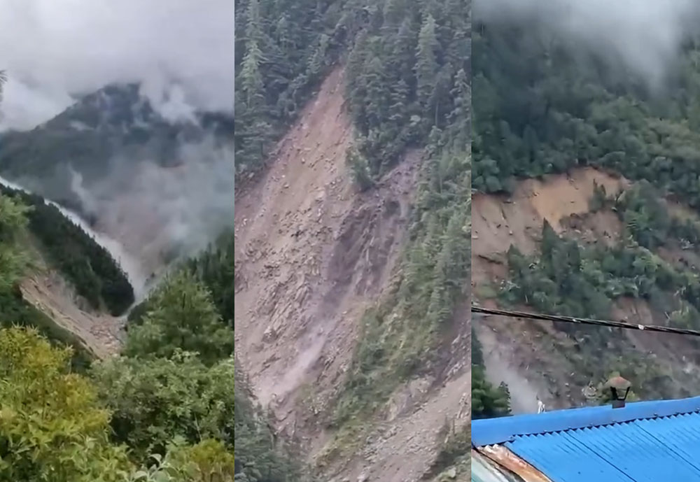 गोरखाको छेकम्पारमा ठूलो पहिरो, स्यारखोला केही समय थुनियो